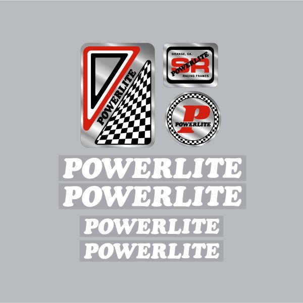 Powerlite - Early White decal set - old school bmx - Bmx Products AU