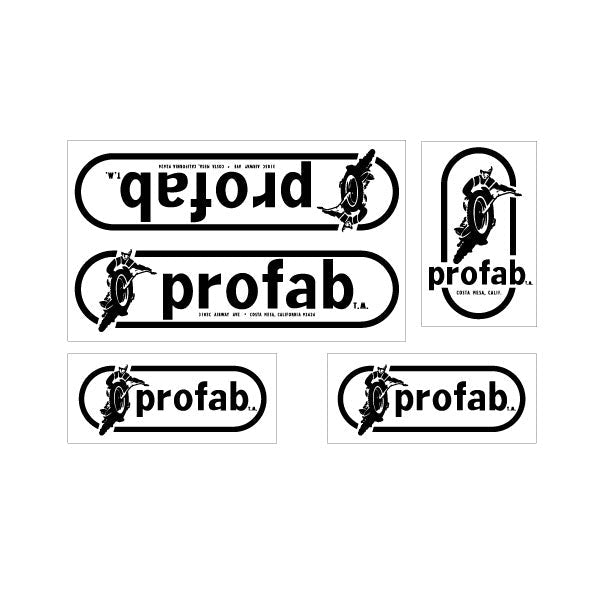 Pro Fab - decal set - Solid Black on clear - Old school bmx - Bmx Products AU