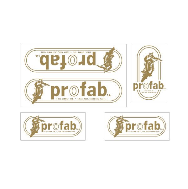 ProFab - decal set - Gold outline on clear - Old school bmx - Bmx Products AU