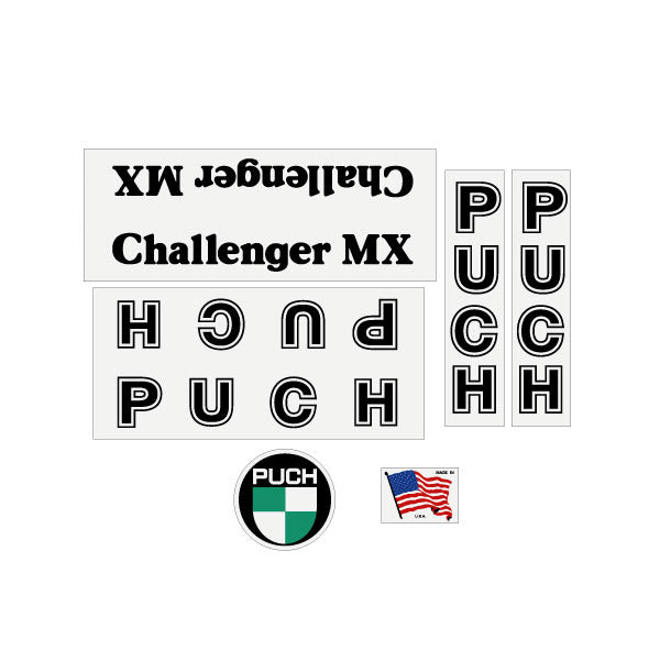 Puch - 78 Challenger MX - Black on clear decal set - old school bmx - Bmx Products AU