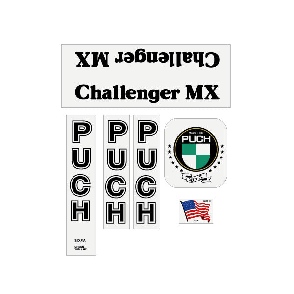 Puch - 79 Challenger MX - Black on clear decal set - old school bmx - Bmx Products AU