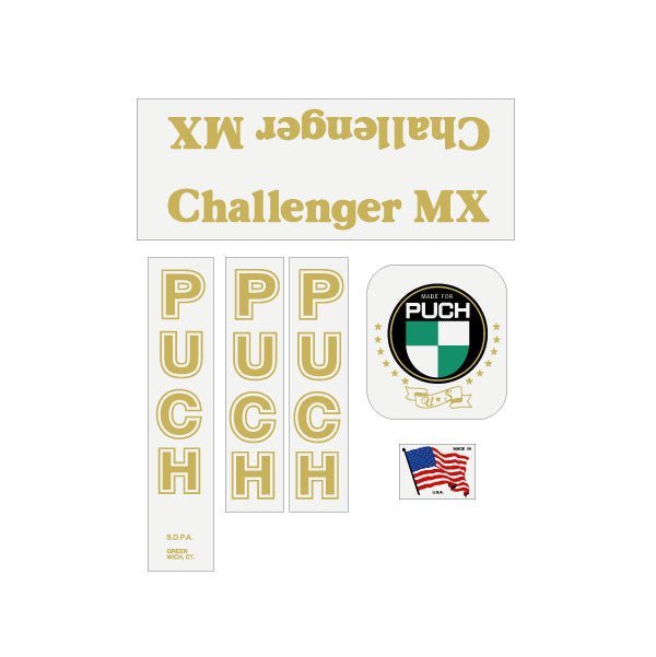 Puch - 79 Challenger MX - Gold on clear decal set - old school bmx - Bmx Products AU