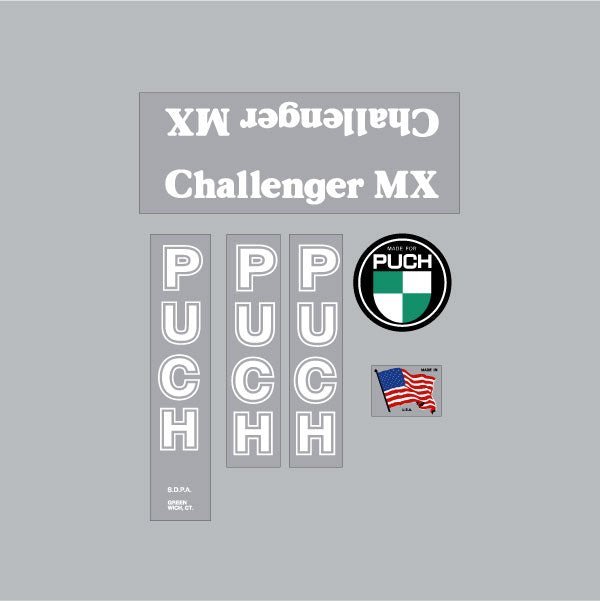 Puch - 80 Challenger MX - White on clear decal set - old school bmx - Bmx Products AU