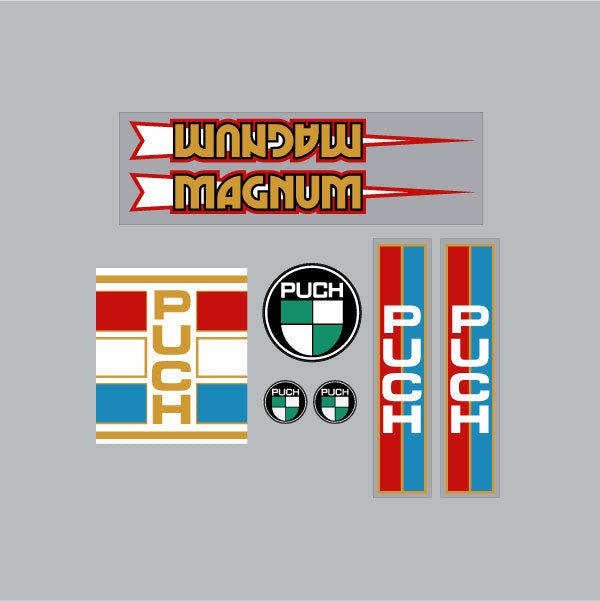 Puch - Magnum Decal set - on clear - Bmx Products AU