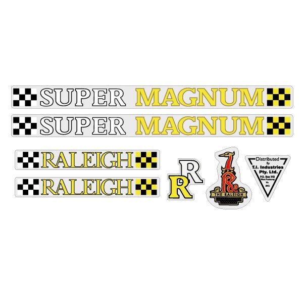 Raleigh - Super Magnum Yellow Aussie decal set - Old school bmx - Bmx Products AU