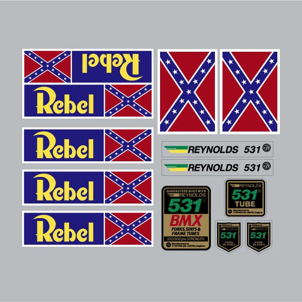 Rebel - Freestyle on white decal set - old school bmx - Bmx Products AU