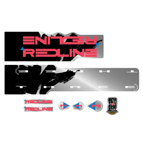 Redline - 1990 390 Decal set - for Black & Chrome frame - Old school bmx - Bmx Products AU