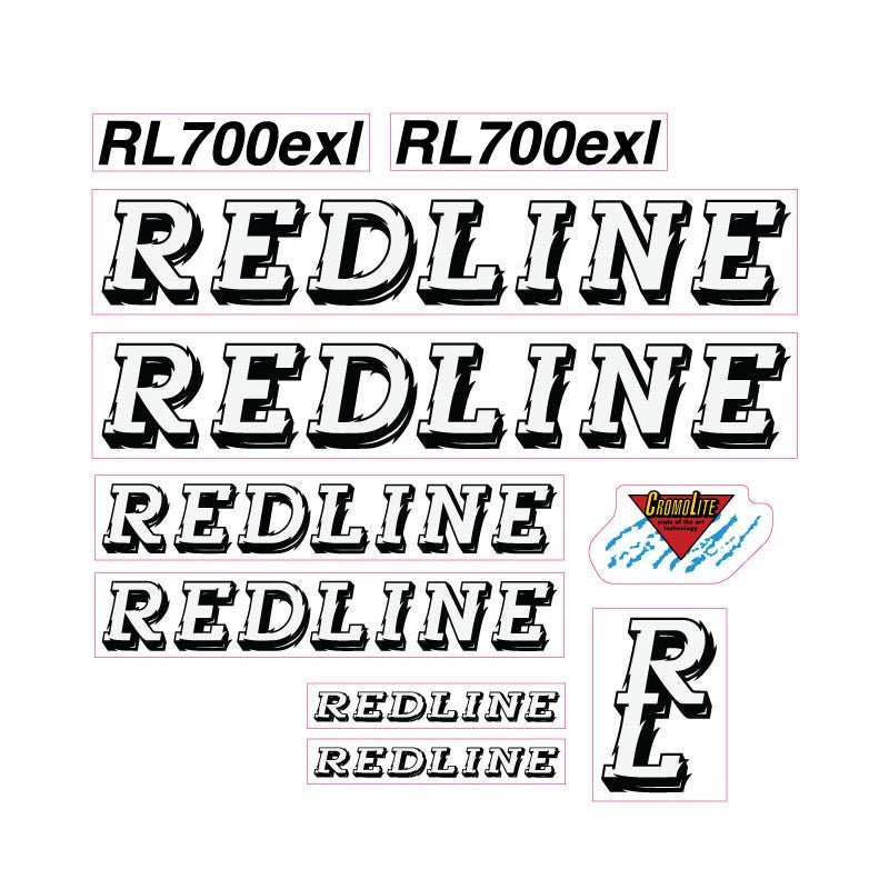 Redline - 1990 700 - EXL Decal set - black and white - Old school bmx - Bmx Products AU