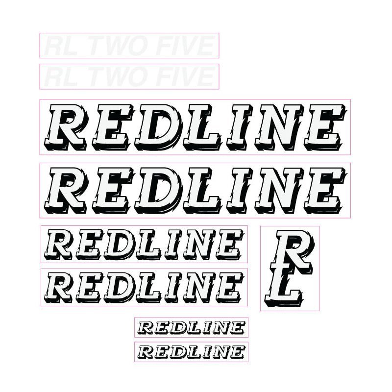 Redline - 1990 RL TWO FIVE Decal set - Black and White - Old school bmx - Bmx Products AU