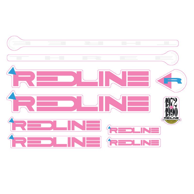 Redline - 1990 THREE Decal set - Pink and White - Old school bmx - Bmx Products AU