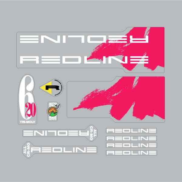 Redline - 1991 - 620 - Decal set for Black & Neon Pink frame - Old school bmx - Bmx Products AU