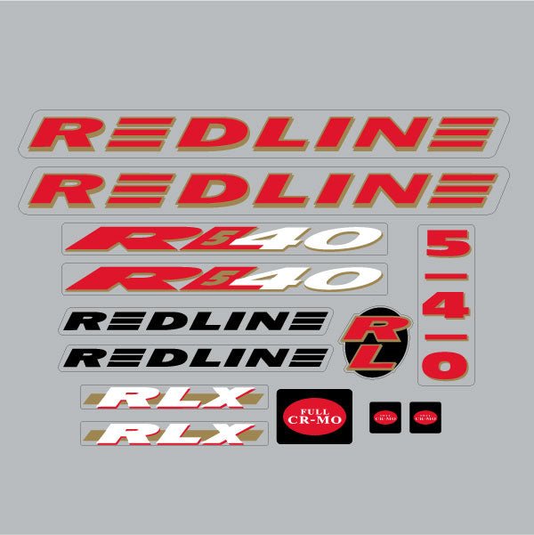 Redline - 1993 - RL540 for chrome frame - Decal set - Old school bmx - Bmx Products AU
