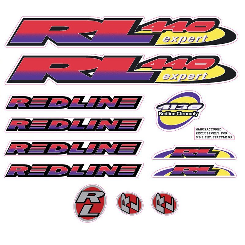 Redline - 1995 - RL440 for chrome frame - Decal set - Old school bmx - Bmx Products AU