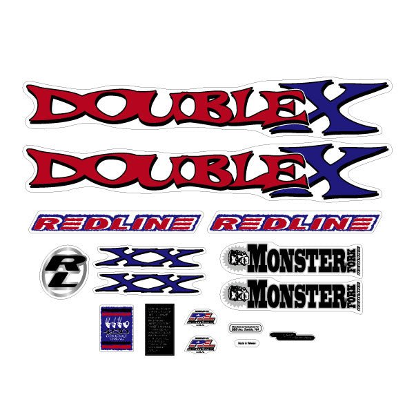 Redline - 2000 - Double X - Decal set for chrome frame - Bmx Products AU