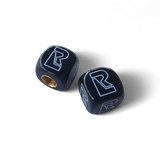 Redline - R Logo Dice Tire Valve Caps (Pair) - BLACK - old school bmx - Bmx Products AU