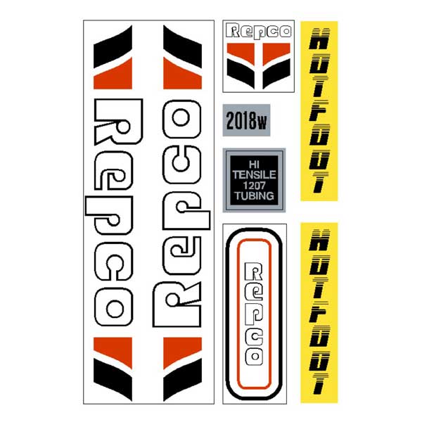 Repco - 81 - 83 HOTFOOT & HOTFOOT 2 decal set for dark color frame - Old school bmx - Bmx Products AU