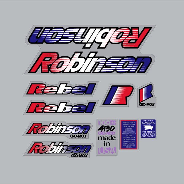 Robinson - 1992 REBEL decal set - on clear - old school bmx - Bmx Products AU
