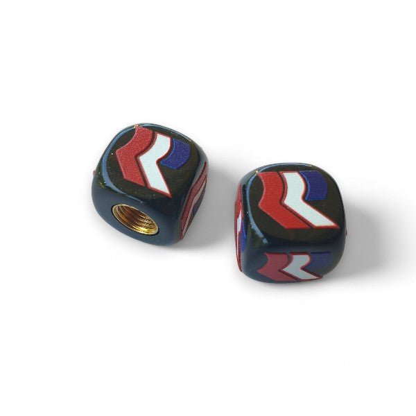 Robinson - R Logo 3 color Dice Tire Valve Caps (Pair) - BLACK - old school bmx - Bmx Products AU