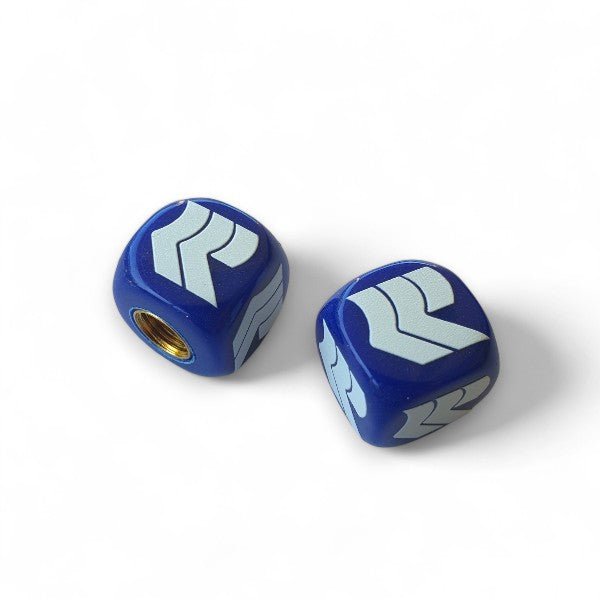 Robinson - R Logo Dice Tire Valve Caps (Pair) - Dark BLUE - old school bmx - Bmx Products AU