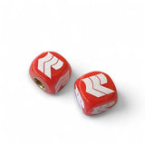 Robinson - R Logo Dice Tire Valve Caps (Pair) - RED - old school bmx - Bmx Products AU