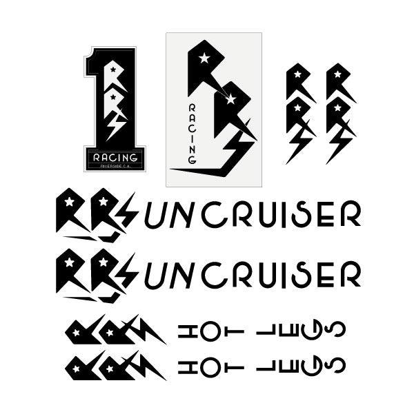 RRS - UNCRUISER - BLACK on clear decal set - Old school bmx - Bmx Products AU