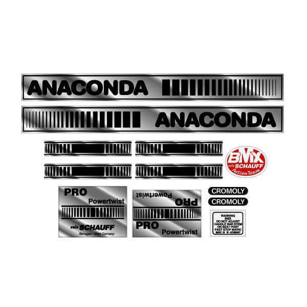 Schauff - Anaconda Pro Powertwist on chrome decal set - Old school bmx - Bmx Products AU