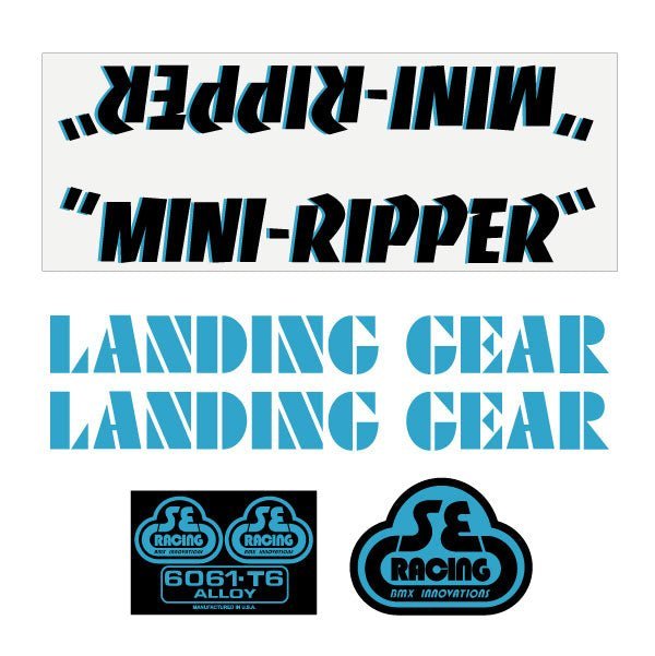 SE Racing - 80'S Mini Ripper decal set in black with blue drop shadow - Old school bmx - Bmx Products AU
