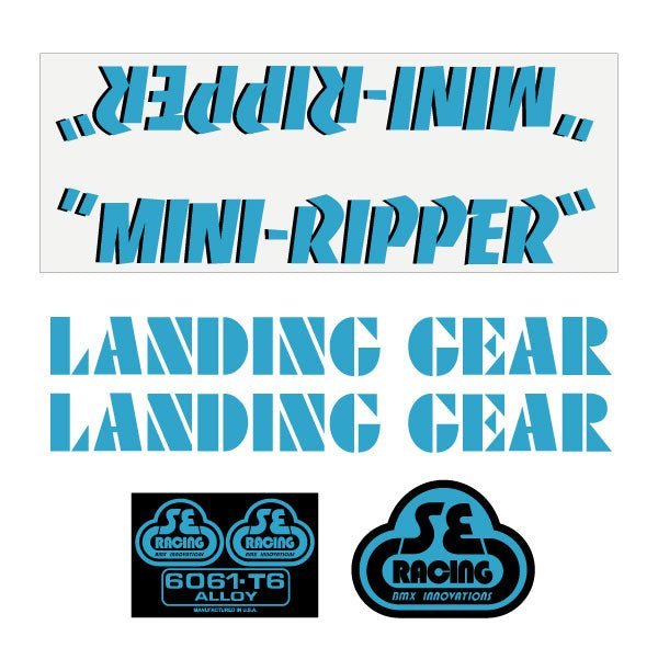 SE Racing - 80'S Mini Ripper decal set in blue with black drop shadow - Old school bmx - Bmx Products AU