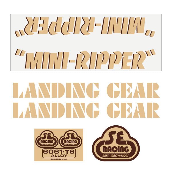 SE Racing - 80'S Mini Ripper decal set in tan with brown drop shadow - Old school bmx - Bmx Products AU
