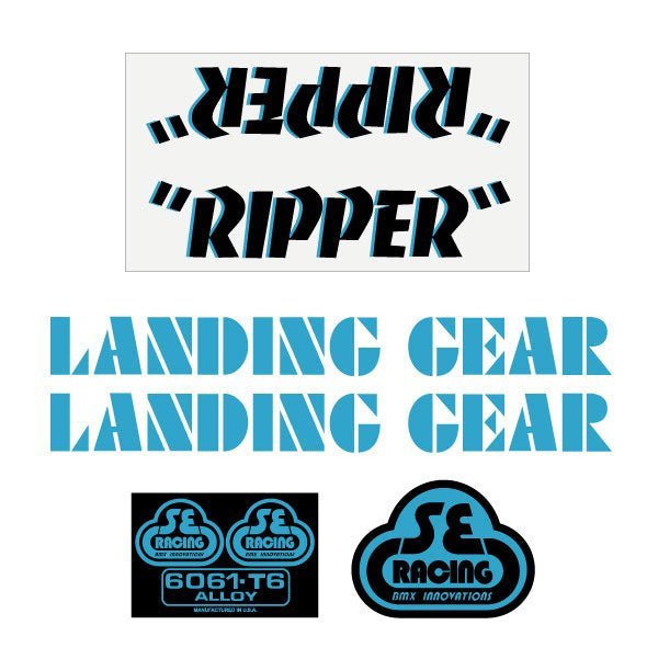 SE Racing - 80'S Ripper decal set in black with blue drop shadow - Old school bmx - Bmx Products AU