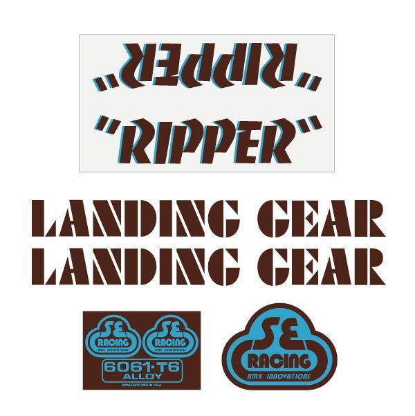 SE Racing - 80'S Ripper decal set in brown with blue drop shadow - Old school bmx - Bmx Products AU