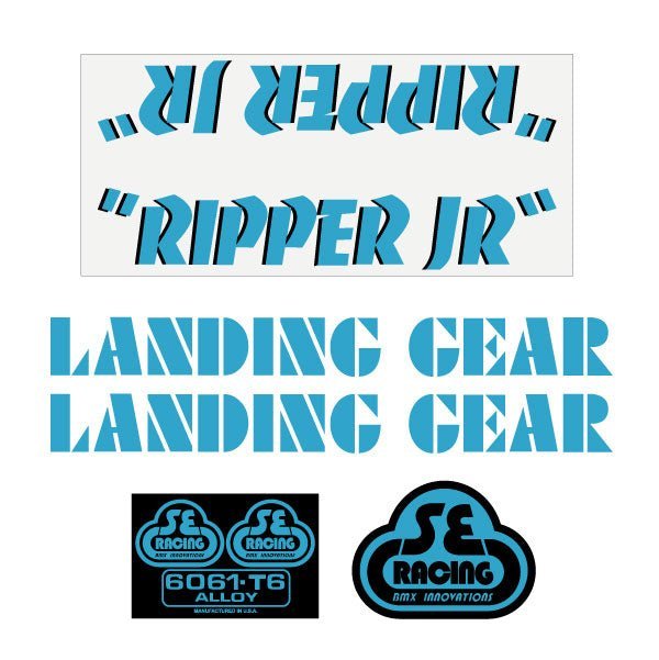 SE Racing - 80'S Ripper JR decal set in blue with black drop shadow - Old school bmx - Bmx Products AU