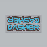 SE Racing - Basher by Murray Downtube decal in baby blue with brown shadow - Old school bmx - Bmx Products AU