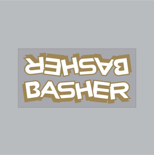 SE Racing - Basher Downtube decal in White with Gold shadow - Old school bmx - Bmx Products AU