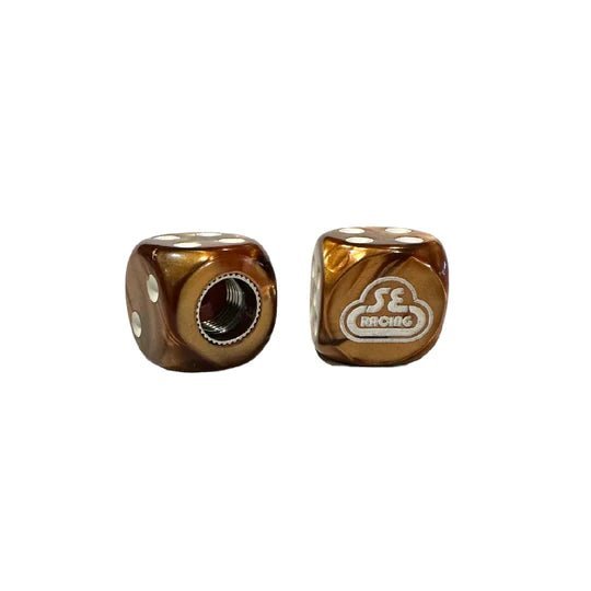 SE Racing - Dice Tire Valve Caps (Pair) - Brown White - old school bmx - Bmx Products AU