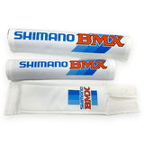Shimano - White with Blue BMX logos pad set - WHITE - old school bmx - Bmx Products AU