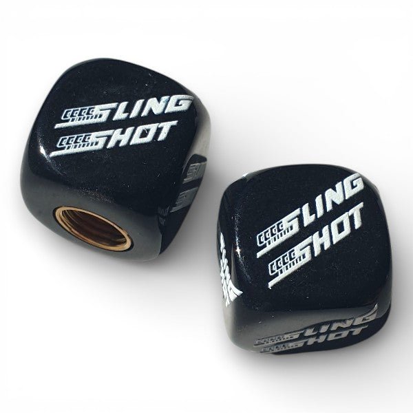 Sling Shot - Logo Dice Tire Valve Caps (Pair) - BLACK - old school bmx - Bmx Products AU