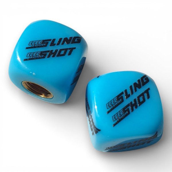 Sling Shot - Logo Dice Tire Valve Caps (Pair) - Light BLUE - old school bmx - Bmx Products AU
