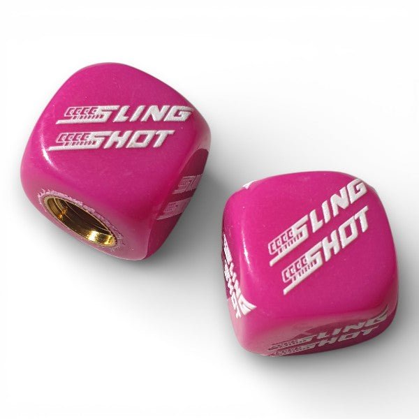 Sling Shot - Logo Dice Tire Valve Caps (Pair) - Magenta - old school bmx - Bmx Products AU