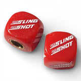 Sling Shot - Logo Dice Tire Valve Caps (Pair) - RED - old school bmx - Bmx Products AU