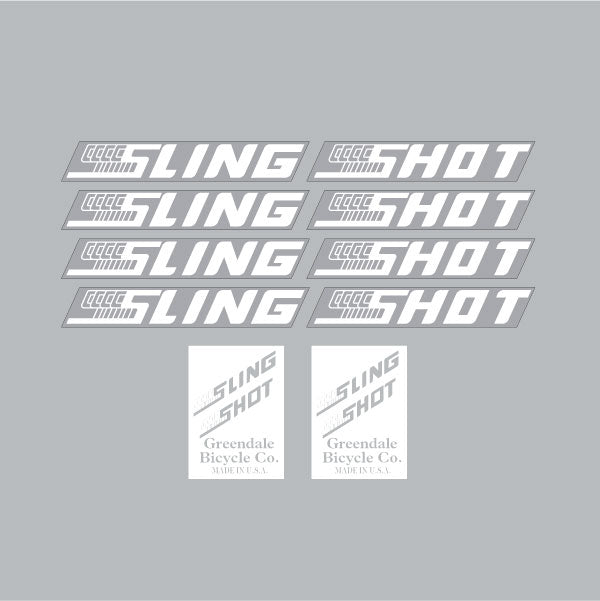 Slingshot - WHITE with solid Headtube decal on clear decal set - Old school bmx - Bmx Products AU