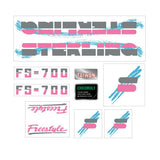 Sterling - FS - 700 Freestyle decal set - Grey Pink on clear - Old school bmx - Bmx Products AU
