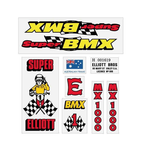 Super Elliot - Super BMX decal set - old school bmx - Bmx Products AU