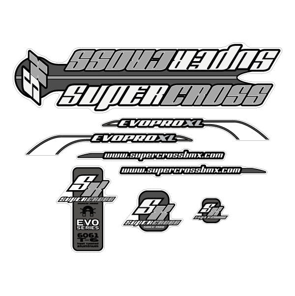 Supercross - EVO PRO XL decal set on clear - Old school bmx - Bmx Products AU