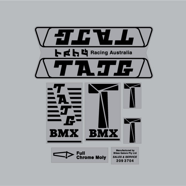 TAJG - Black Decal set - Old school bmx - Bmx Products AU