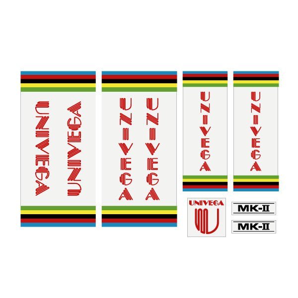 Univega - MKII - Red on clear decal set - old school bmx - Bmx Products AU