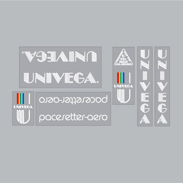 Univega - Pacesetter Aero White on clear decal set - old school bmx - Bmx Products AU