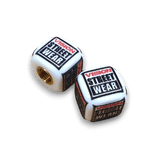 Vision - Logo Dice Tire Valve Caps (Pair) - WHITE - old school bmx - Bmx Products AU