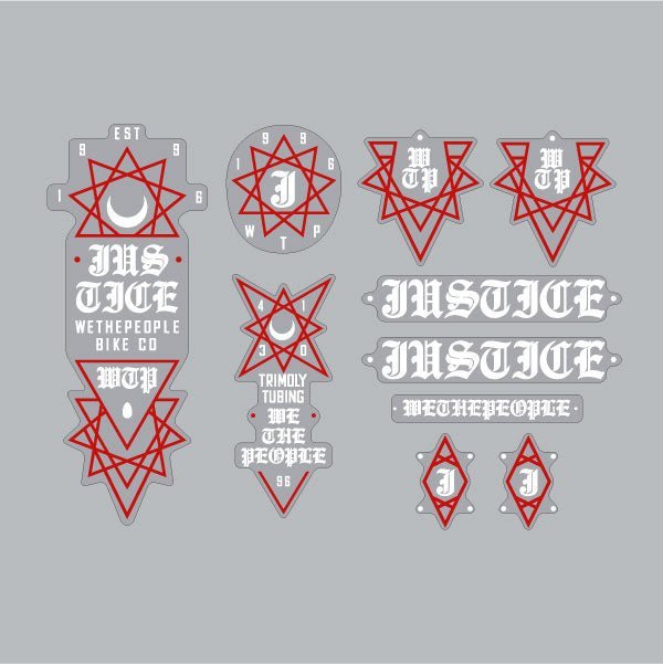 We the People - Justice cresent Moon Red & white decal set - Old School BMX - Bmx Products AU