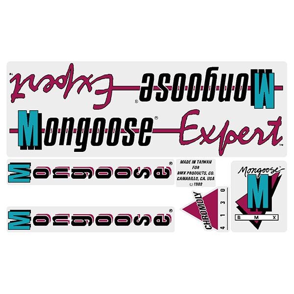 1988 Mongoose Expert For Chrome Frame Decal Set - Old School Bmx Decal-Set